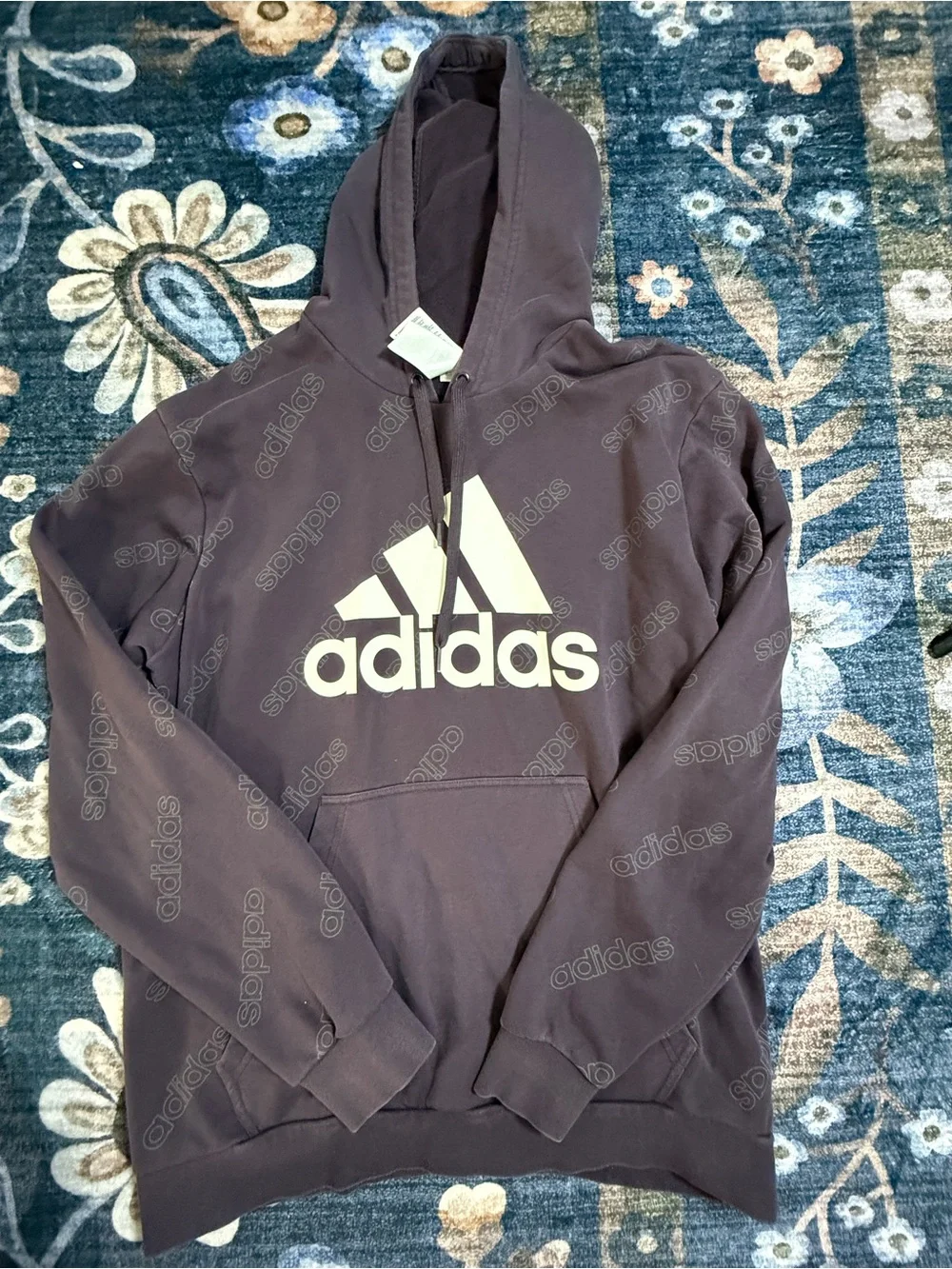 adidas Men's Zip-Up Hoodie in Deep Purple with White Logo